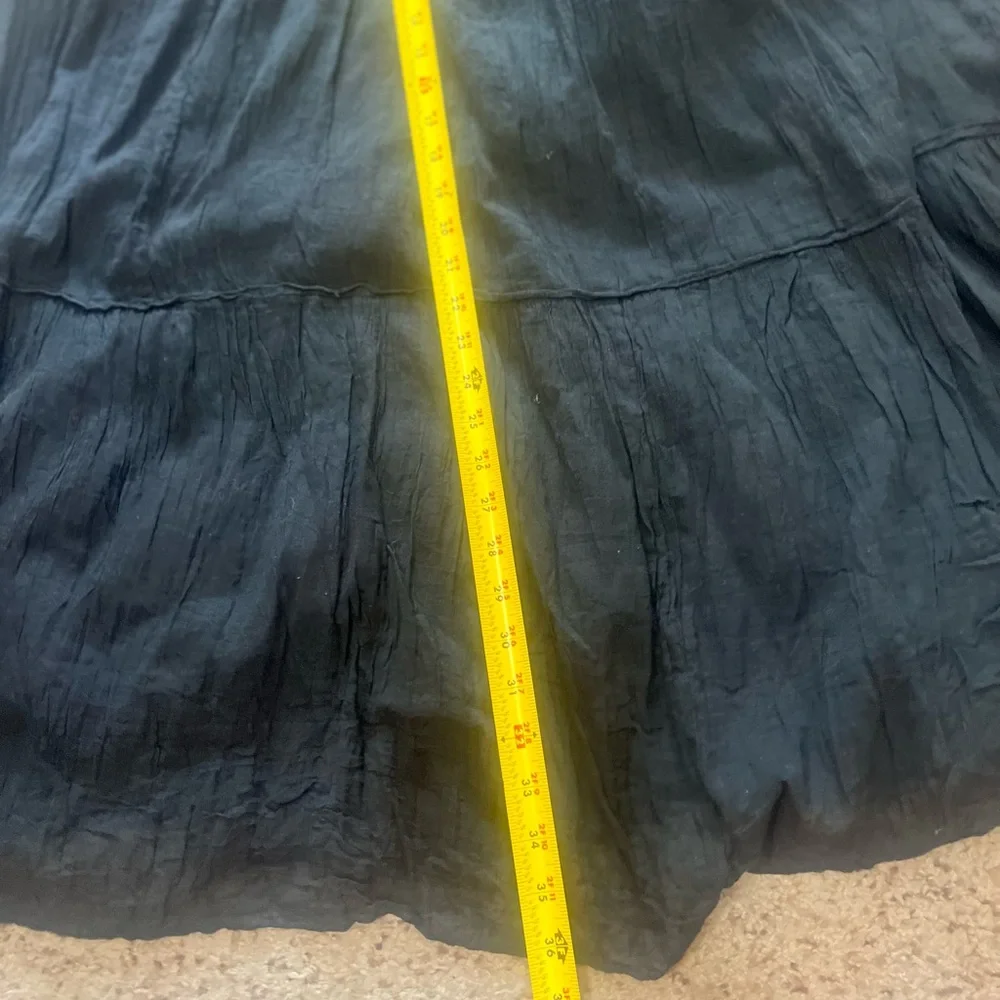 Cotton Boho Tiered Maxi Skirt black boho hippie lightweight sz 3XL summer beach